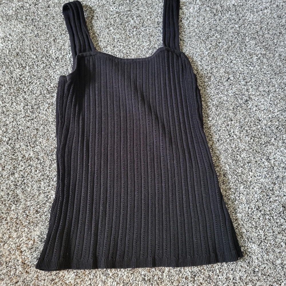 Black Ribbed Knit Tank Top